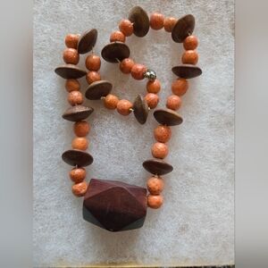 Orange and Brown Beaded Necklace